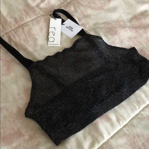 Urban Outfitters sheer sparkly black crop bralette